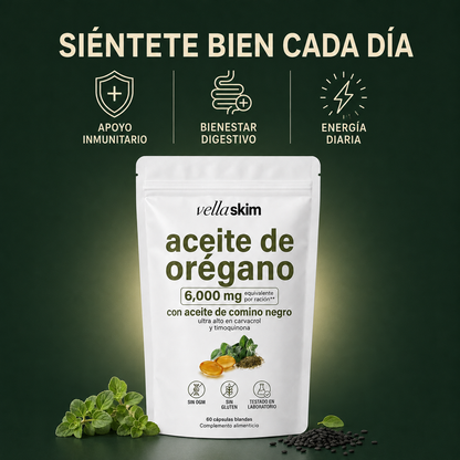 60 Cápsulas de aceite de Orégano Vellaskim™